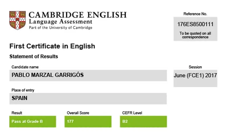 First Certificate in English